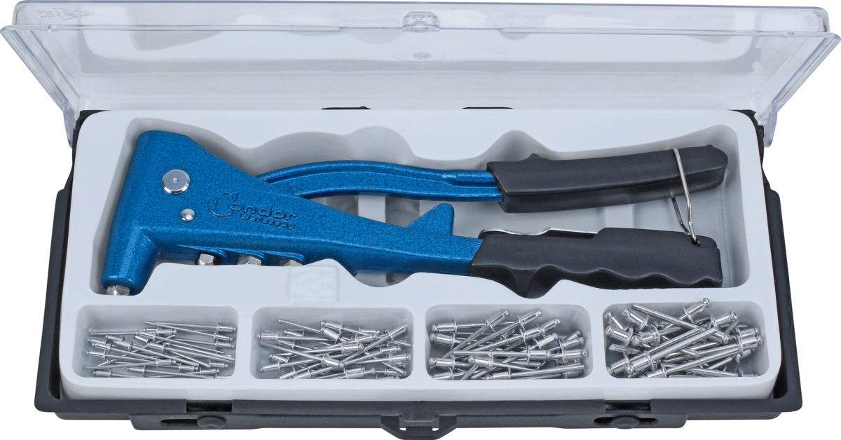Set rivettatrice con 100 rivetti 2,4/3,2/4,0/4,8 mm