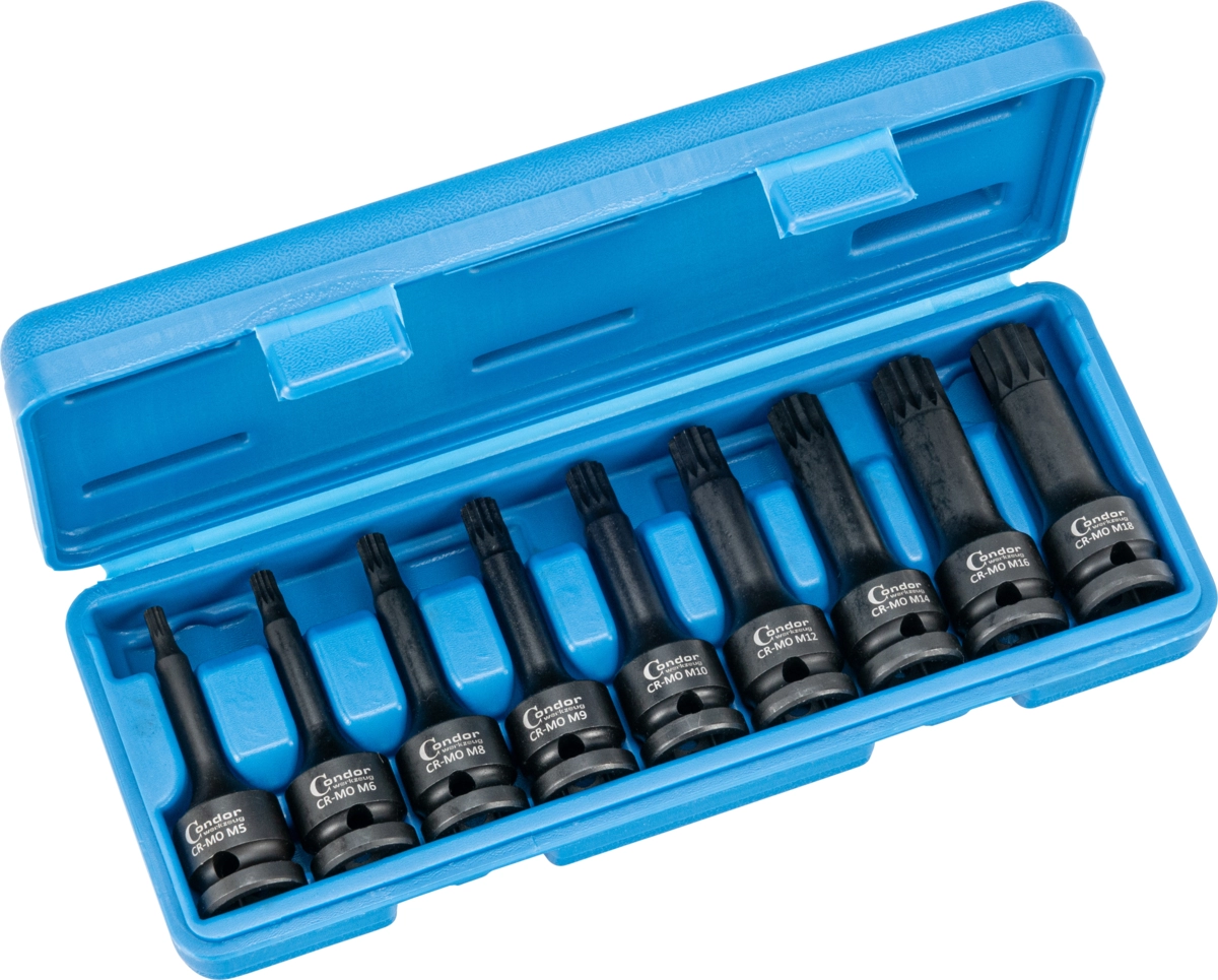 Kraftsteckschlüssel-Satz, 9-tlg., 1/2", Vielzahn M5-18