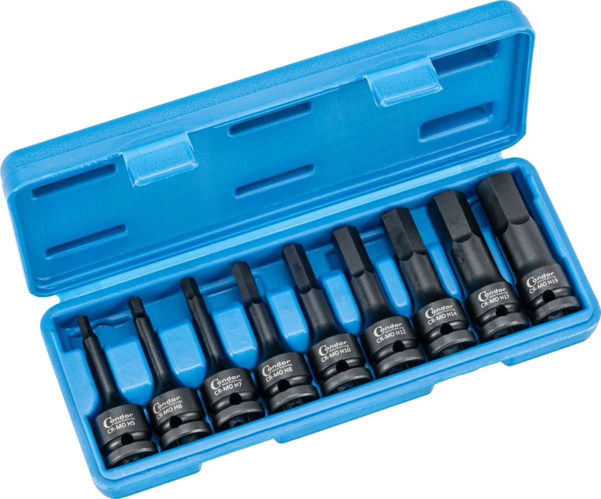 Kraftsteckschlüssel-Satz, 9-tlg., 1/2", Innensechskant 5-19 mm