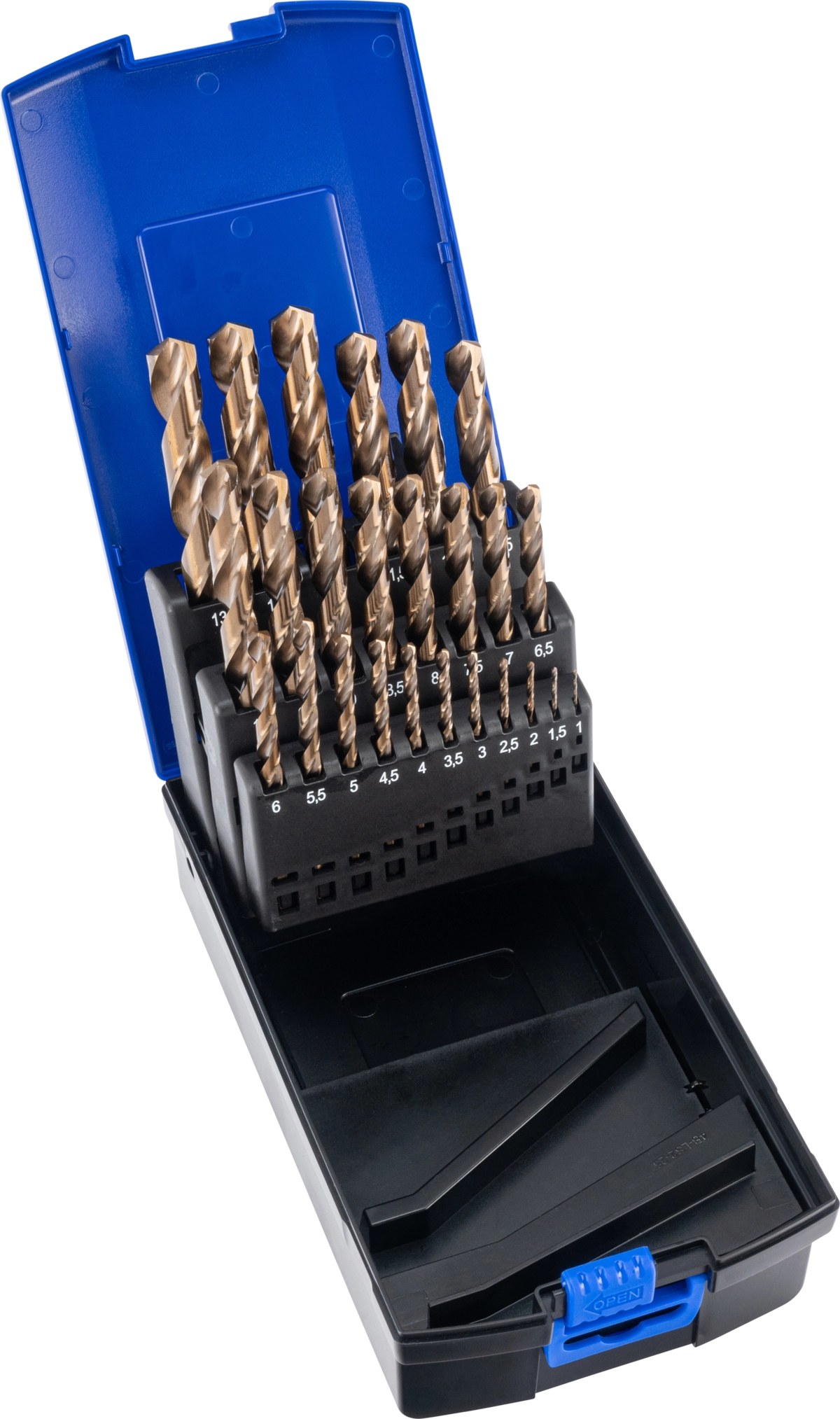 Spiralborr Set, HSS-E Cobalt 5%, 25 delar., 1-13 mm