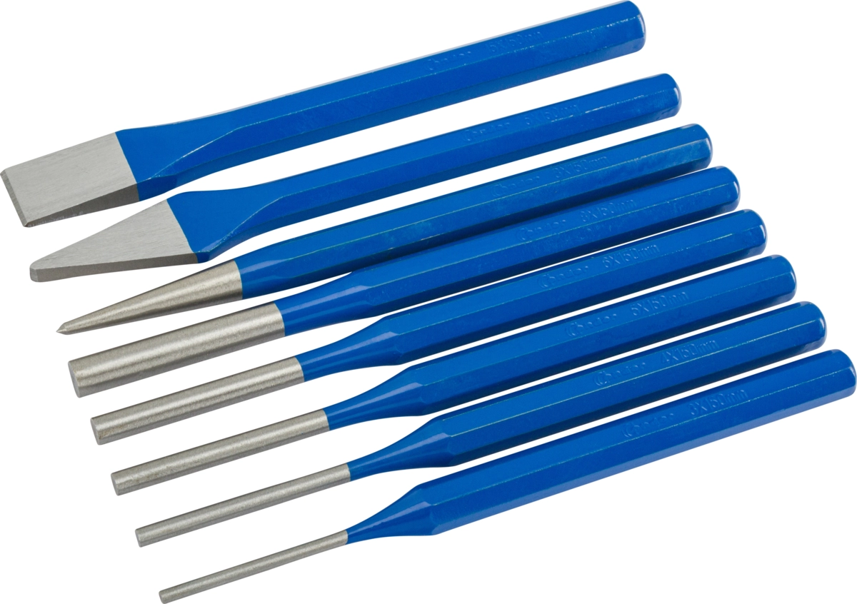 Jeu de poinçons, 6 pièces, 150 mm, ø 3-8 mm