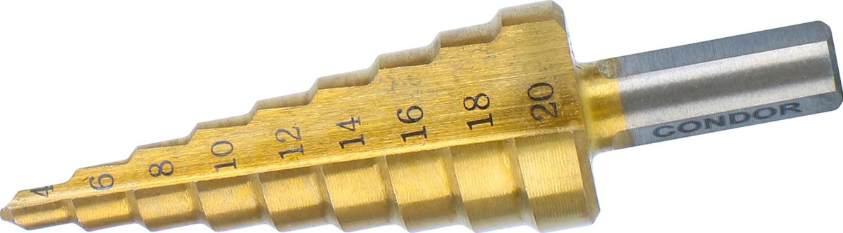 Stufenbohrer, HSS, titannitriert, 4-20 mm