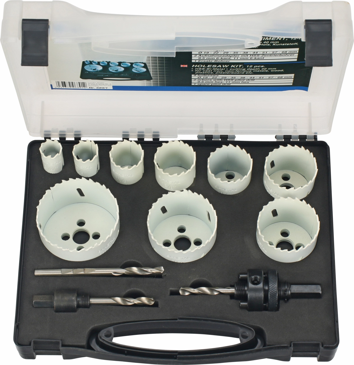 Serie 13 seghe a tazza HSS bimetall Ø 19-68, profondità di taglio mm 40