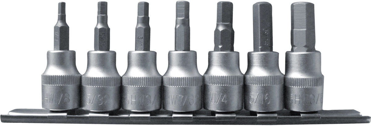Bit-Stecknüsse, 7-tlg., 3/8", Innensechskant 1/8-3/8"