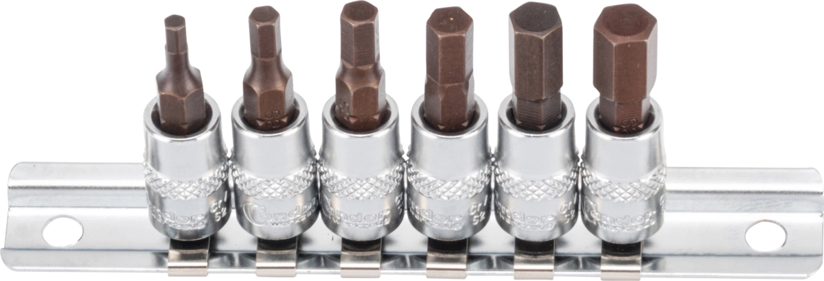 Socket Bit Set, xcess performance, 6 pcs., 1/4", hexagon 3-8 mm