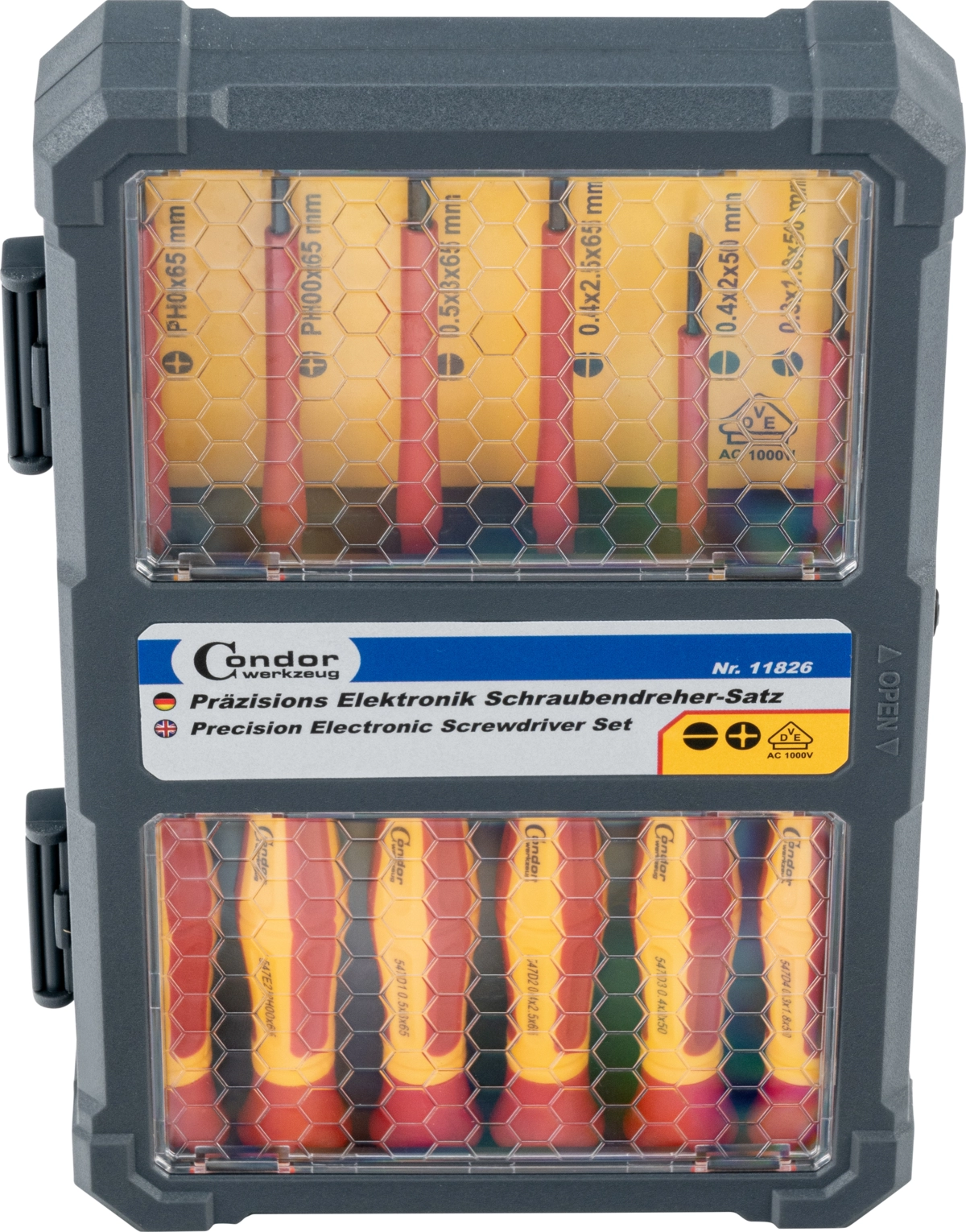 Electronic Screwdriver Set, VDE, 6-pcs., plain + cross slott