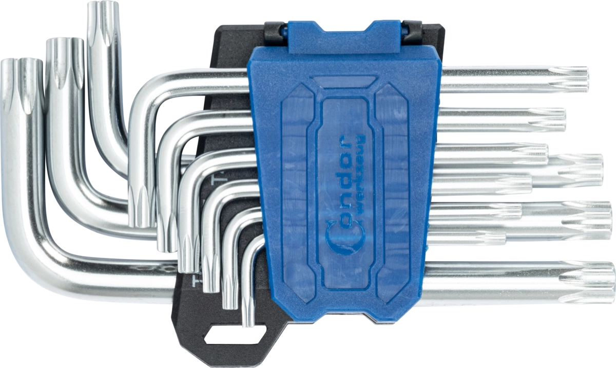 Key Set, 9 pcs., extra short, tx star tamperproof T10-T50