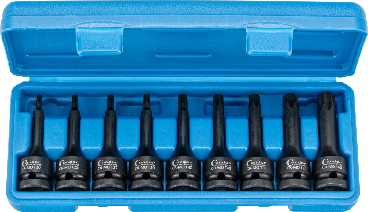 Impact Socket Bit Set, 9 pcs., 1/2", tx-star T20-60