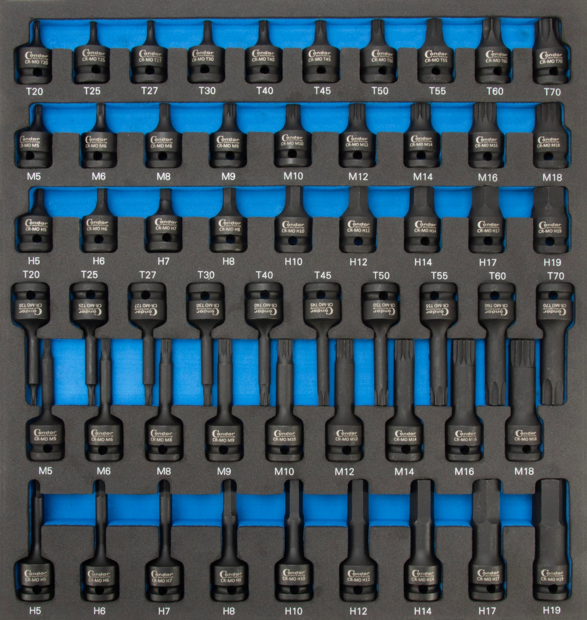 Schaumeinlage Kraftsteckschlüssel-Einsätze 2/3, 56-tlg., 1/2"
