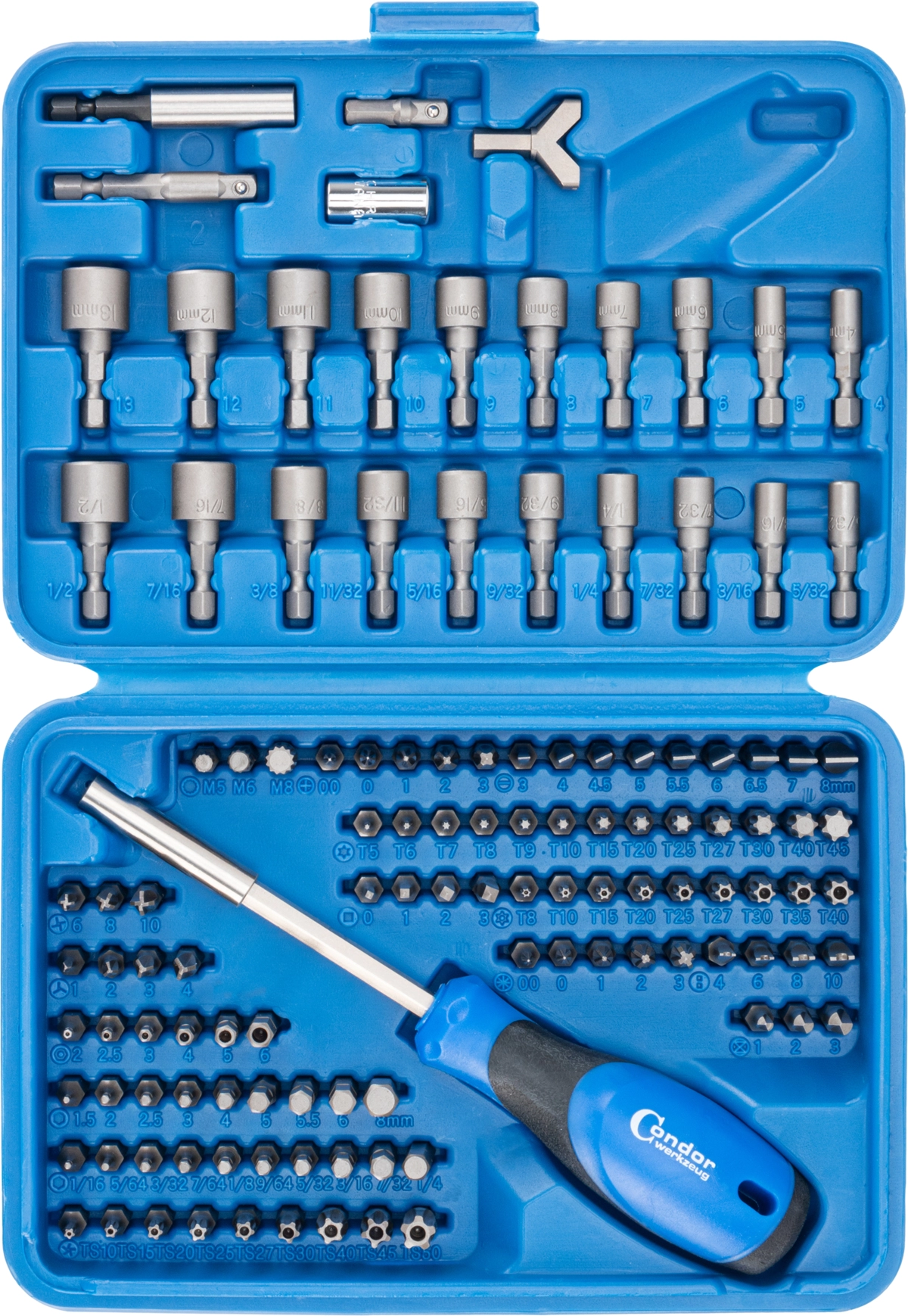 Screwdriver Socket + Bit Set, 122 pcs., 1/4", 25 mm