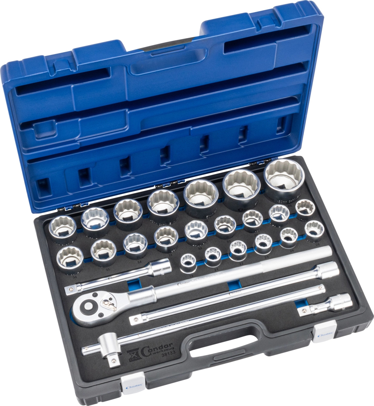 Socket Set, 27 pcs., 3/4", bi-hex 19-60 mm