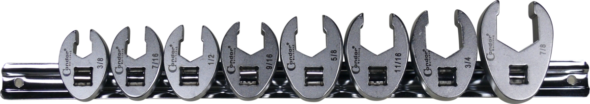 Crow Foot Wrench Set, 8 pcs., 3/8", inch 3/8-7/8"