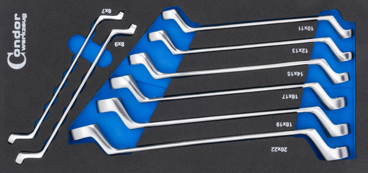 Ring Spanners No. 2140-8T in Foam 1/3, 8 pcs., 6-22 mm