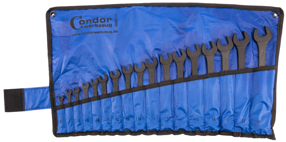 Combination Spanner Set, matt black finish, 17 pcs.