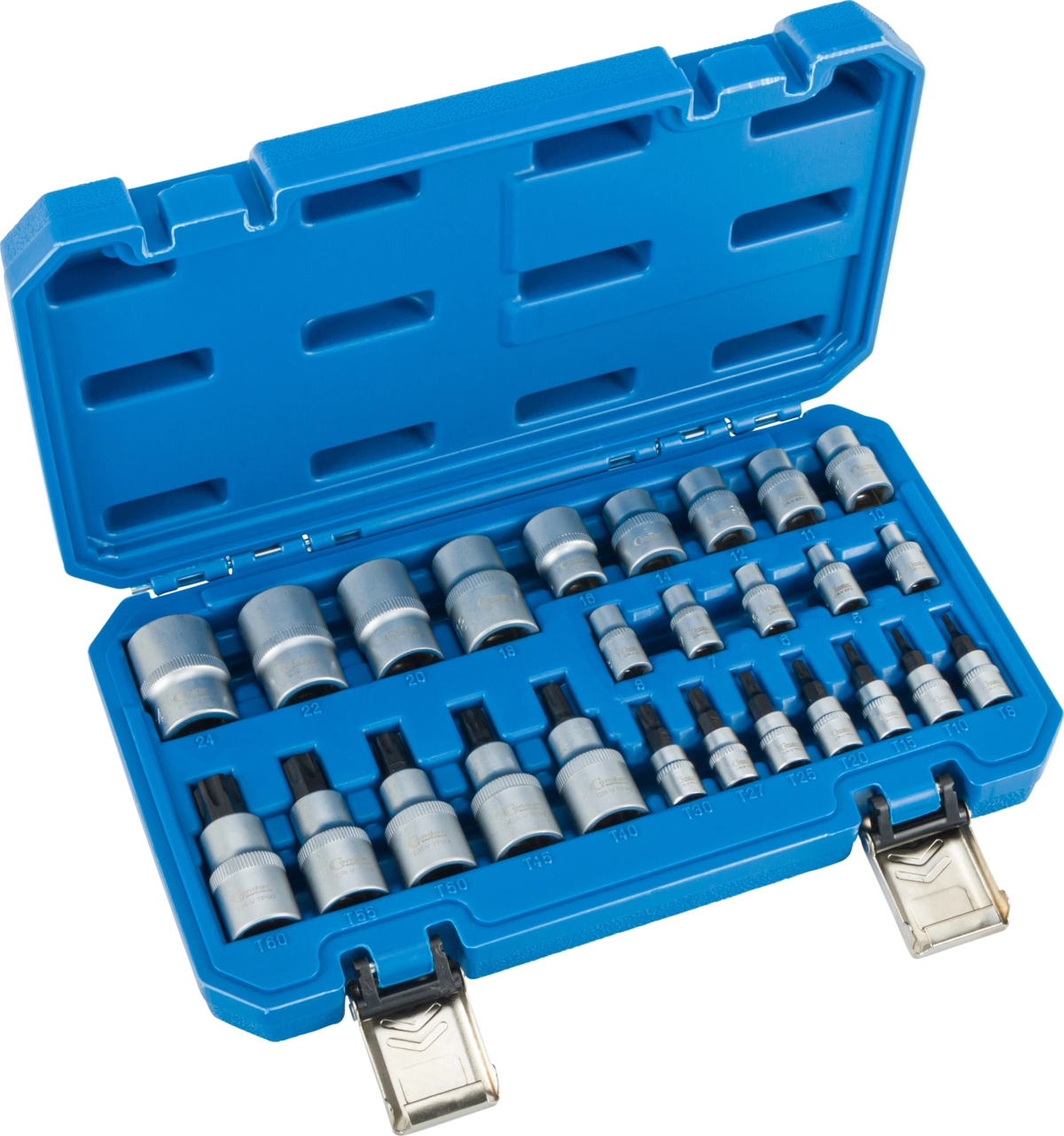 Hylsset, 1/4+3/8+1/2″ 4-kantsfäste T-Plus-Profil / E-Plus-Profil