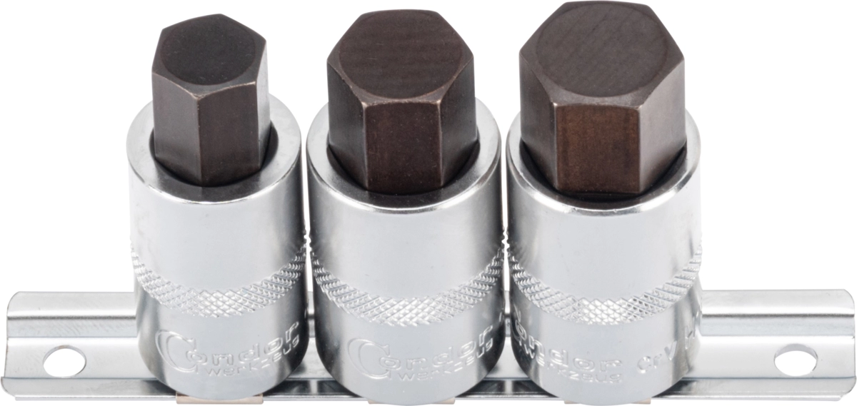 Socket Bit Set, xcess performance, 3 pcs., 1/2", hexagon 14-19 mm