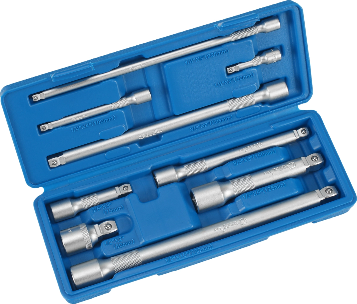 Wobble Extension Bar Set, 9 pcs., 1/4+3/8+1/2", 50-250 mm