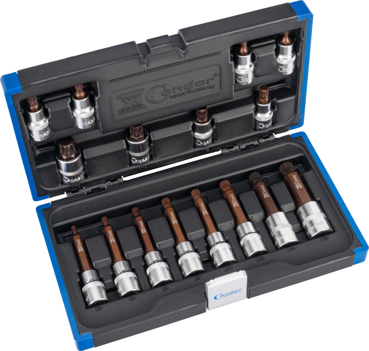 Socket Bit Set, 16 pcs., 1/2", spline M5-16