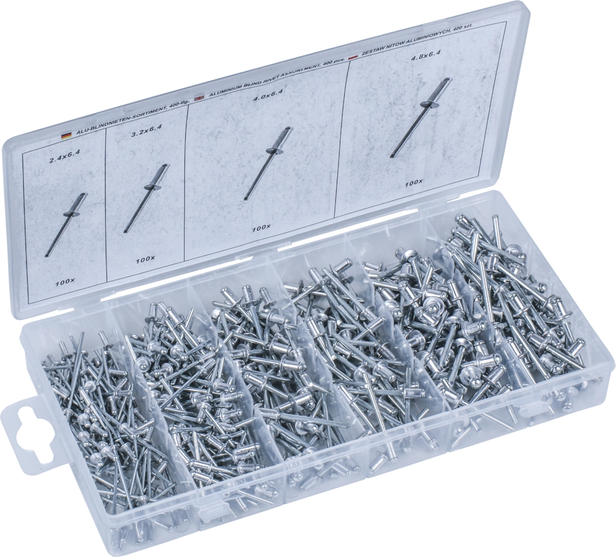 Blindnieten-Sortiment, Aluminium, 400-tlg.
